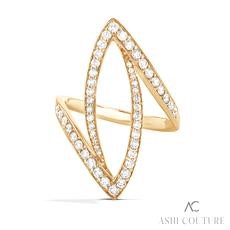 18 Karat Yellow Gold  Couture Funky Diamond Fashion Ring 0.75 Ct
